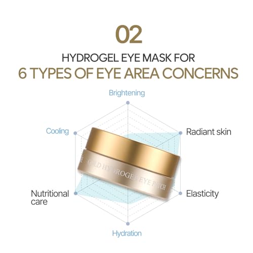 Petitfee Gold Hydrogel Eye Patch 60ea (30pairs) - 24k Gold Eye - Product Imagery
