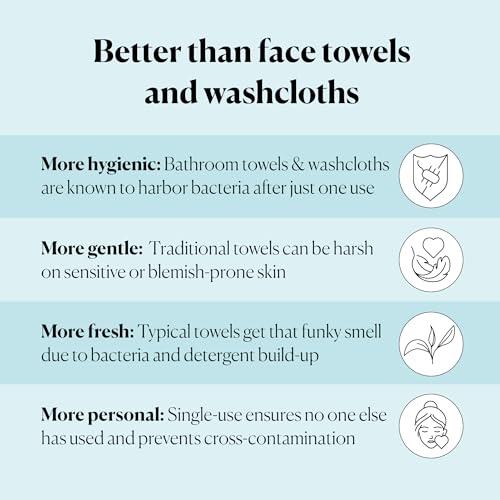 Sky Organics Gentle Clean Face Towels 50ct XL, Single-Use Face - Product Imagery