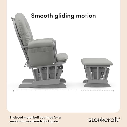 Storkcraft Premium Hoop Glider & Ottoman, Pebble Gray/Light Gray - Product Imagery