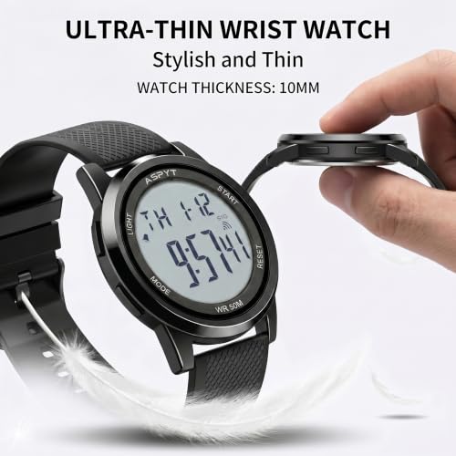 Men Digital Watch, Thin Running Sports Waterproof Outdoor LED - Product Imagery