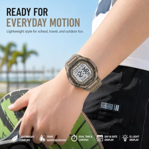 Gosasa Unisex Digital Sports Watch Transparent Square Watch - Product Imagery