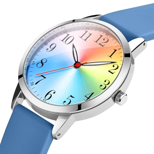 Letoff Classic Analog Watch, Rainbow Dial with Arabic Numerals, - Product Imagery
