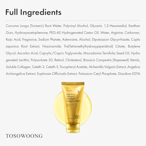TOSOWOONG Kojic Acid Turmeric Overnight Wrapping Mask for Dark - Product Imagery