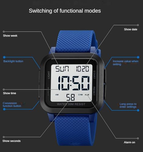 BESTKANG Unisex LED Digital Watch Women Men Digital Sports Watch - Product Imagery