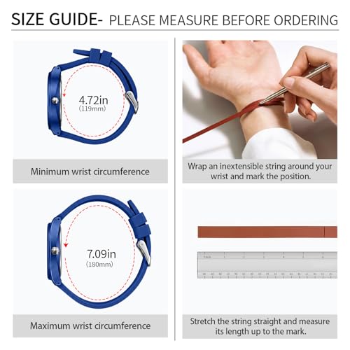 Letoff Blue Silicone Watch for Women/Men, Yellow Roman Numeral - Product Imagery
