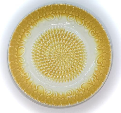 Premium Ceramic Garlic Grater Plate Set - Yellow Embossed - Product Imagery
