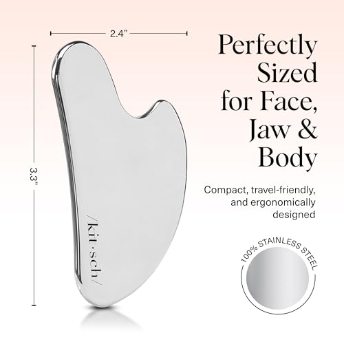 Kitsch Stainless Steel Guasha Tool for Face - Silver - Product Imagery