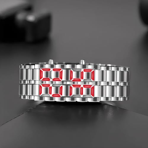 MASTOP Fashion Full Metal Digital Lava Wrist Watch Men LED - Product Imagery