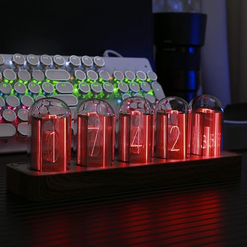 Nixie Tube Clock with Wi-Fi SYNC, Alarm & Timer, 12/24H Display, - Product Imagery