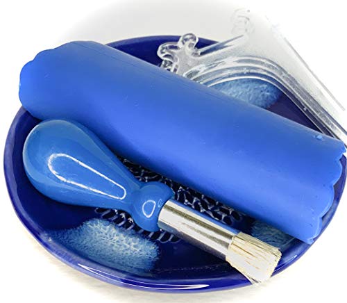 Premium Ceramic Garlic Grater Plate Set - Blue Cross Glazed - Product Imagery