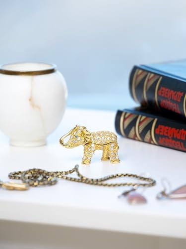 Keren Kopal Miniature Golden Elephant Trinket Box Faberge Style - Product Imagery