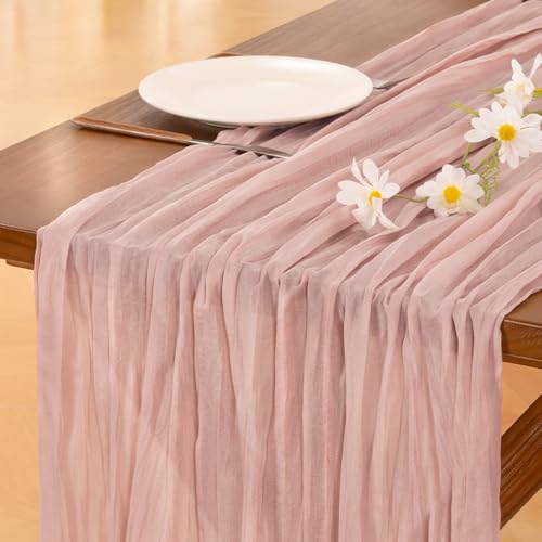 Pink Cheesecloth Table Runner Fall Boho Wedding Birthday Party - Product Imagery