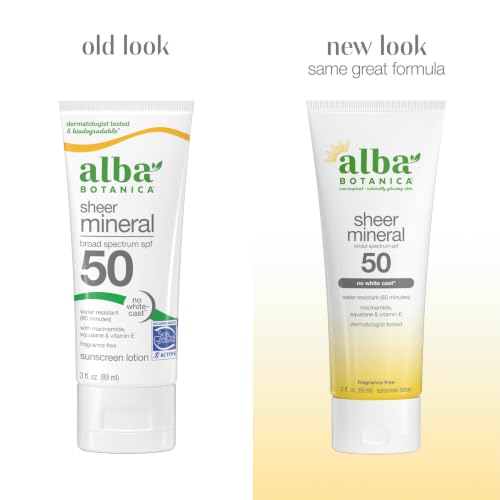 Alba Botanica Mineral Sunscreen Lotion SPF 50, Broad Spectrum, - Product Imagery