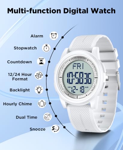 Beeasy Digital Watch for Men Women, 50M Waterproof, Ultra-Thin & - Product Imagery
