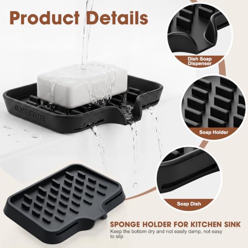 CAKETIME 2 Pack Silicone Soap Dish with Drainage Holes for - Product Imagery