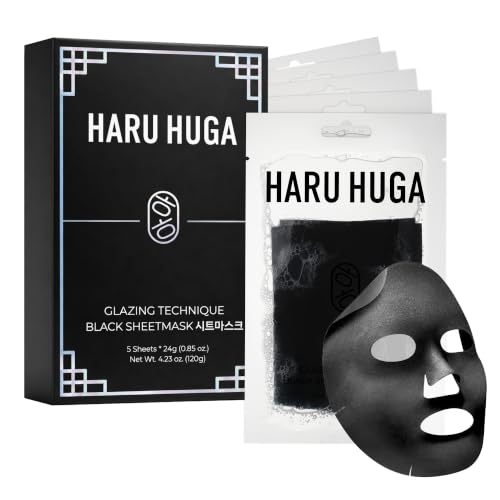Glazing Technique Black Sheet Mask Vegan PDRN 5 Count - HARU HUGA Official Imagery - 1