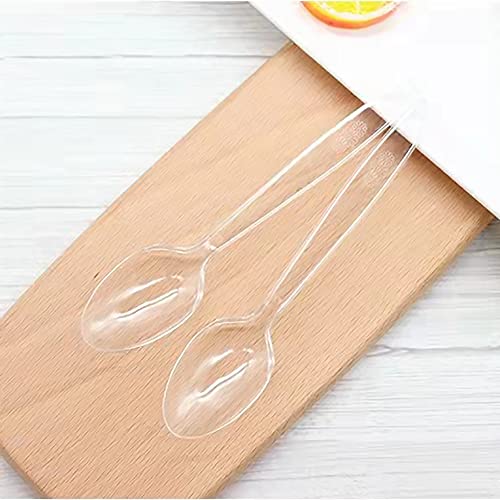 MOACOCK 200 Count Heavy Weight Clear Plastic Forks and Spoons - Product Imagery