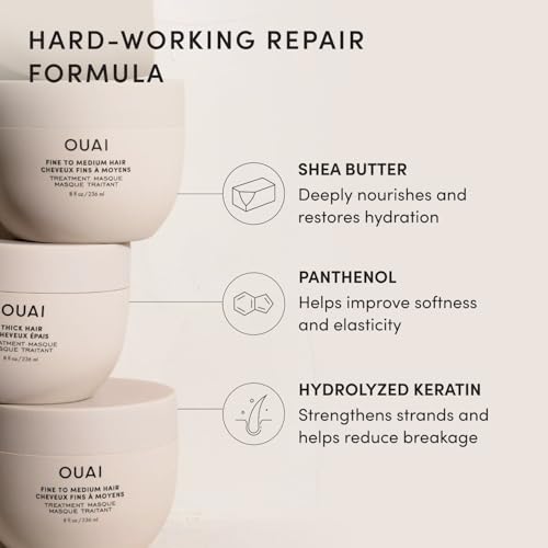 OUAI Fine to Medium Hair Treatment Mask- Deep Conditioning Hair - Product Imagery