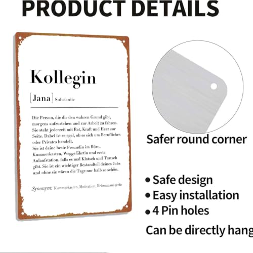 Personalized Aluminum Definition Tin Sign for Coworker, 8 x 12 - Product Imagery