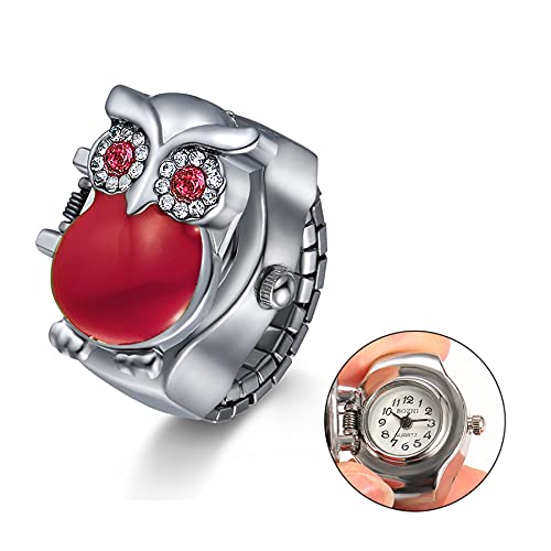 JewelryWe Women Men Finger Watch Stylish Owl Flip-Open Cover - Product Imagery
