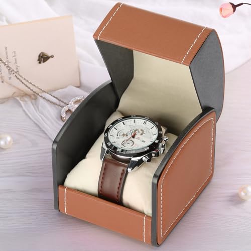 Luxury Single Watch Gift Box with Removable Pillow, PU Leather - Product Imagery