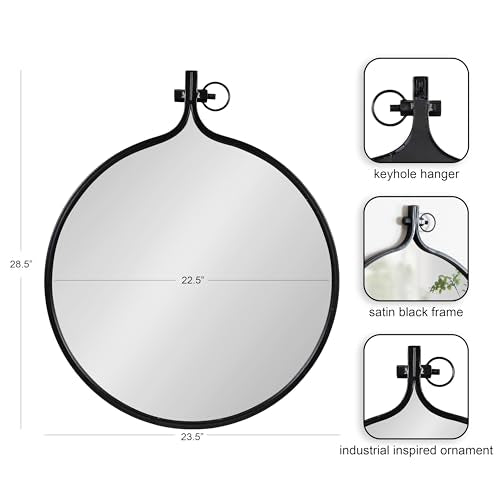 Kate and Laurel Yitro Round Industrial Modern Metal Framed Wall - Product Imagery