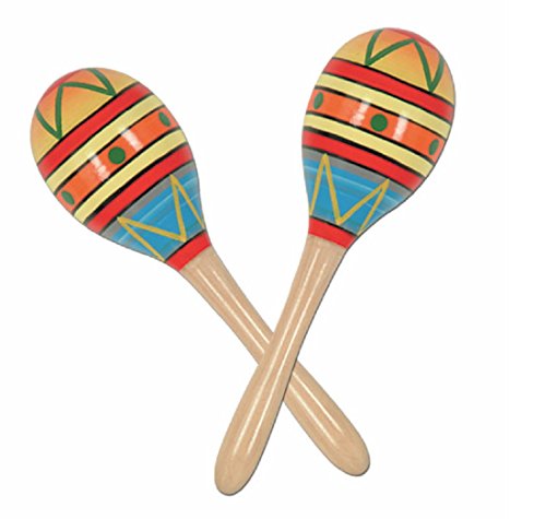 Beistle Fiesta Fun Party Maracas, 2 Pack, 8 Inch, Hand Decorated - Product Imagery