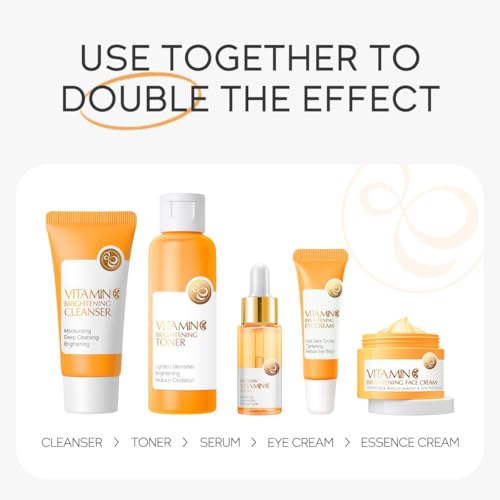 Vitamin C Skin Care Set, 5 Pcs Vitamin C Skin Care Kit with Face - Product Imagery