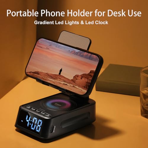 Gifts for Men Women, Phone Stand with Bluetooth Speaker&Clock, - Product Imagery