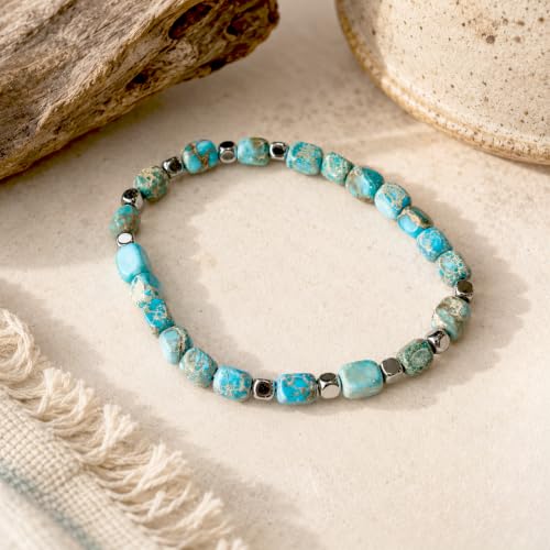 Turquoise Hematite Beaded Bracelet for Men & Women - Product Imagery