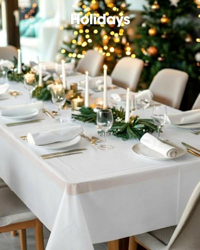 Pureegg Plastic Table Cloth Disposable 54x108 Inch 10 Pack, White - Product Imagery