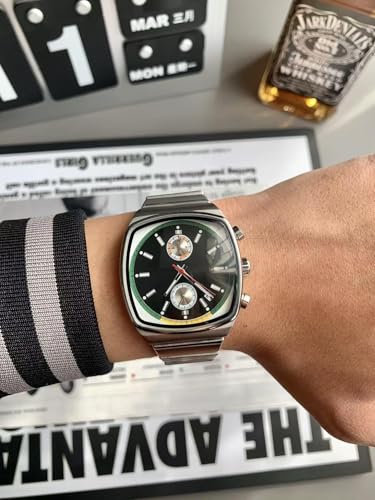 Gosasa Business Mens Square Quartz Watch, Chronograph Stainless - Product Imagery