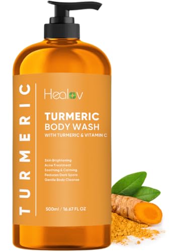 Healov Turmeric Body Wash – Skin Brightening Soap for Dark - Product Imagery