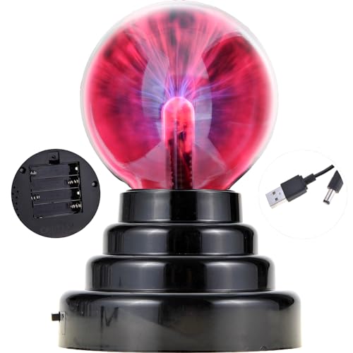 PowerTRC Plasma Ball, 3 inch Plasma Night Lamp, USB or Battery - Product Imagery