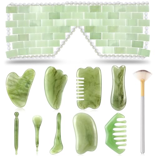 Hushee 11 Pcs Gua Sha Facial Tools Set Light Green - Hushee Official Imagery - 1