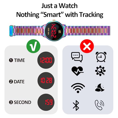 Rainbow Digital Watch for Women Men Nonsmart Large Face Wrist - Product Imagery