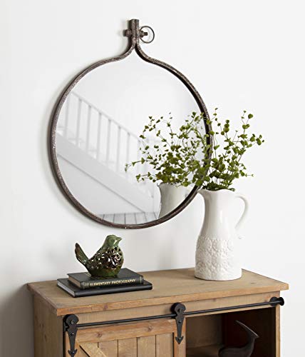 Kate and Laurel Yitro Round Industrial Rustic Metal Framed Wall - Product Imagery