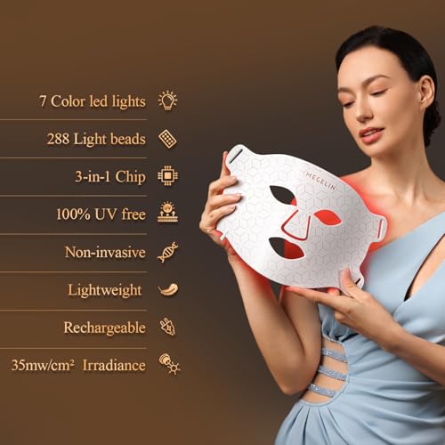 MEGELIN 7 Colors Led Light Therapy Facial Mask, Face Light - Product Imagery