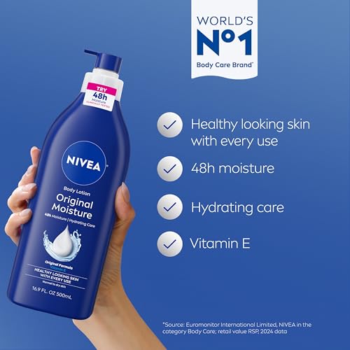 NIVEA Original Moisture Body Lotion with Vitamin E, 16.9 Fl Oz - Product Imagery