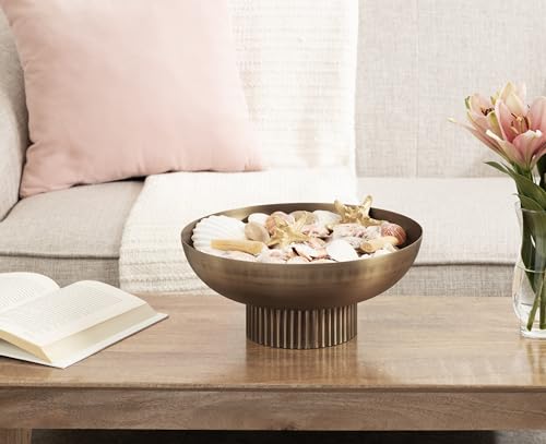 Kate and Laurel Rooks Ribbed Decorative Metal Bowl; 12 Inch - Product Imagery