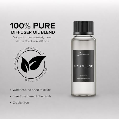 Scentiment Masculine Diffuser Oil - Hotel Fragrance Oil Refill - - Product Imagery