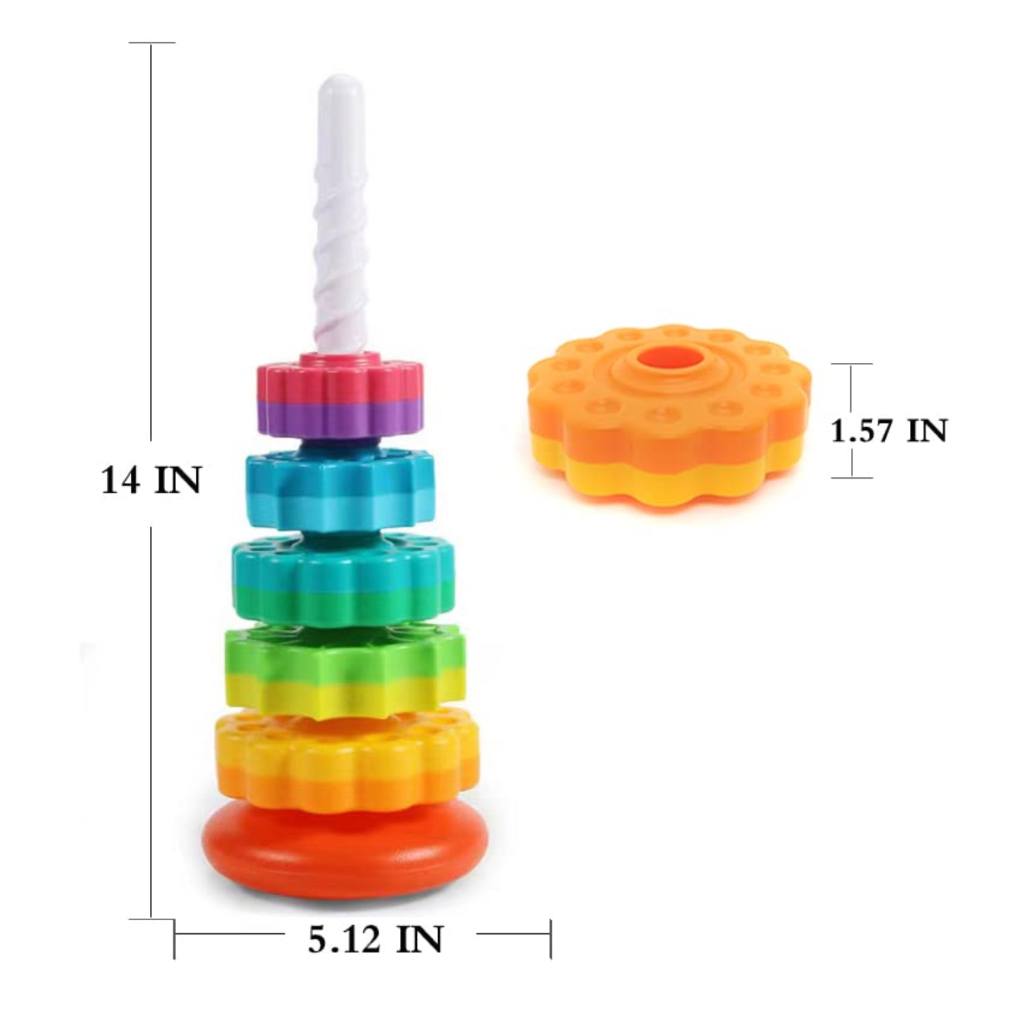 LBAIBB spinning stacking toy for toddlers, colorful sensory toy with stacking and spinning features for children aged 1-3.