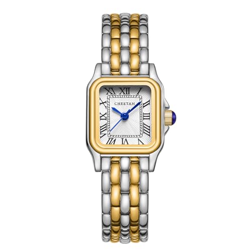 CHEETAH Gold Watch for Women Small Vintage Bracelet Rectangular - Product Imagery