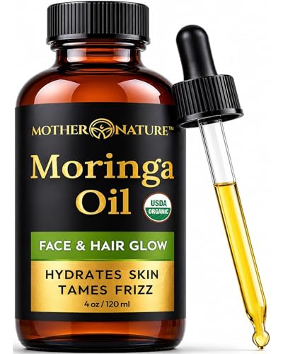 MNO Organic Moringa Oil Glow Serum Frizz Control for Hair - Mother Nature Organics Superfoods for Organic Living Official Imagery - 1