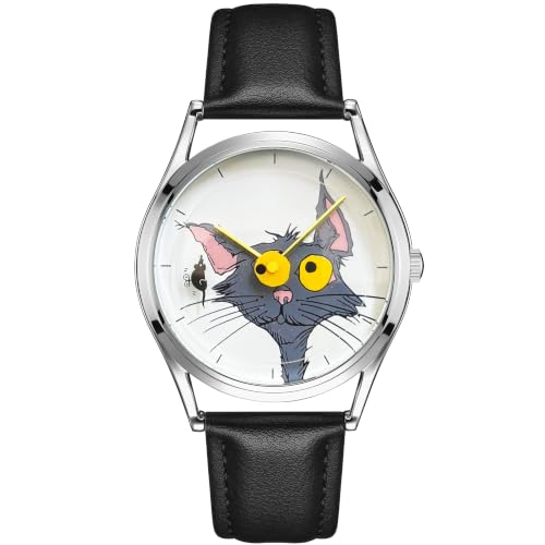 Never Catch Cat Wristwatch for Women Men, Funny Cat Chasing - Product Imagery