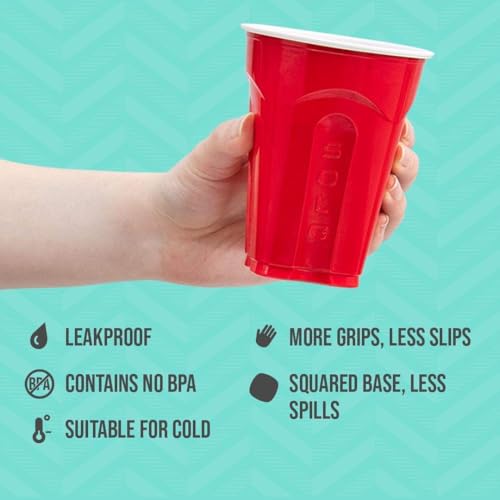 SOLO Cup Company Red Squared Plastic Party, 18 Ounce, 200 Count, - Product Imagery
