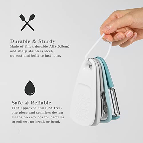 Kitchen Gadgets Set, Stackable for Saving Space, Blue, 5 Pieces - Product Imagery