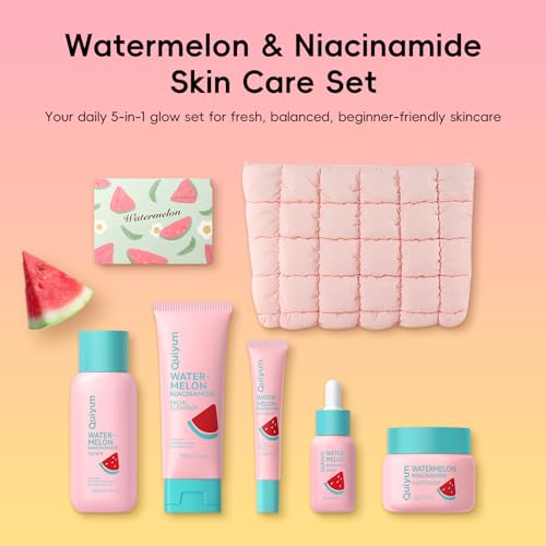 Watermelon & Niacinamide Skincare Set for Women Teens Girls, 6PCS - Product Imagery