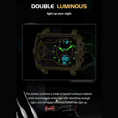 Luxury Men Boy Square Dial Digital Watch Luminous Waterproof - Product Imagery