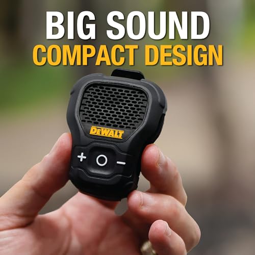 DEWALT Wearable Bluetooth Speaker [Onyx Edition - Black] Clip-On - Product Imagery